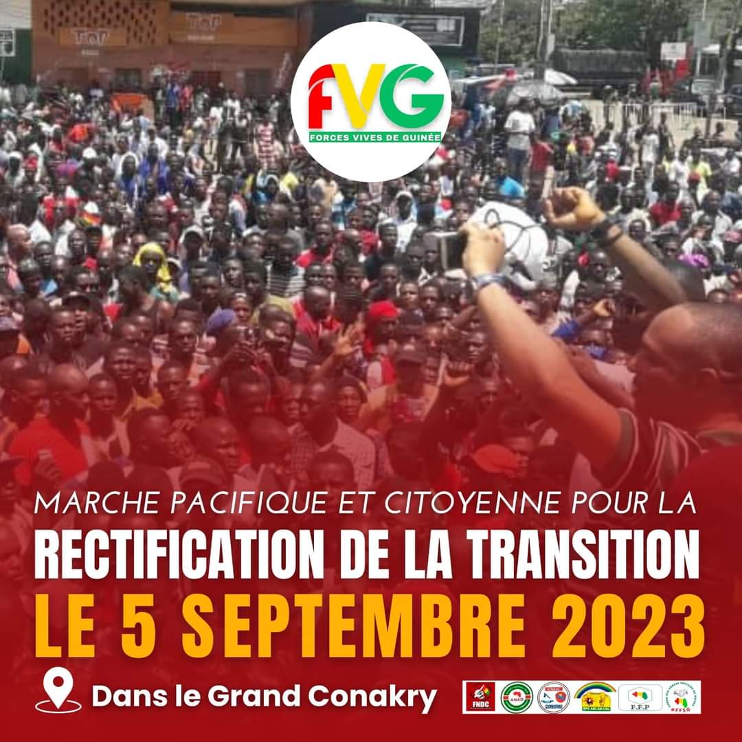 05 septembre 2023:  Les Forces Vives invitent le peuple de Guinée à participer massivement à une marche pacifique 