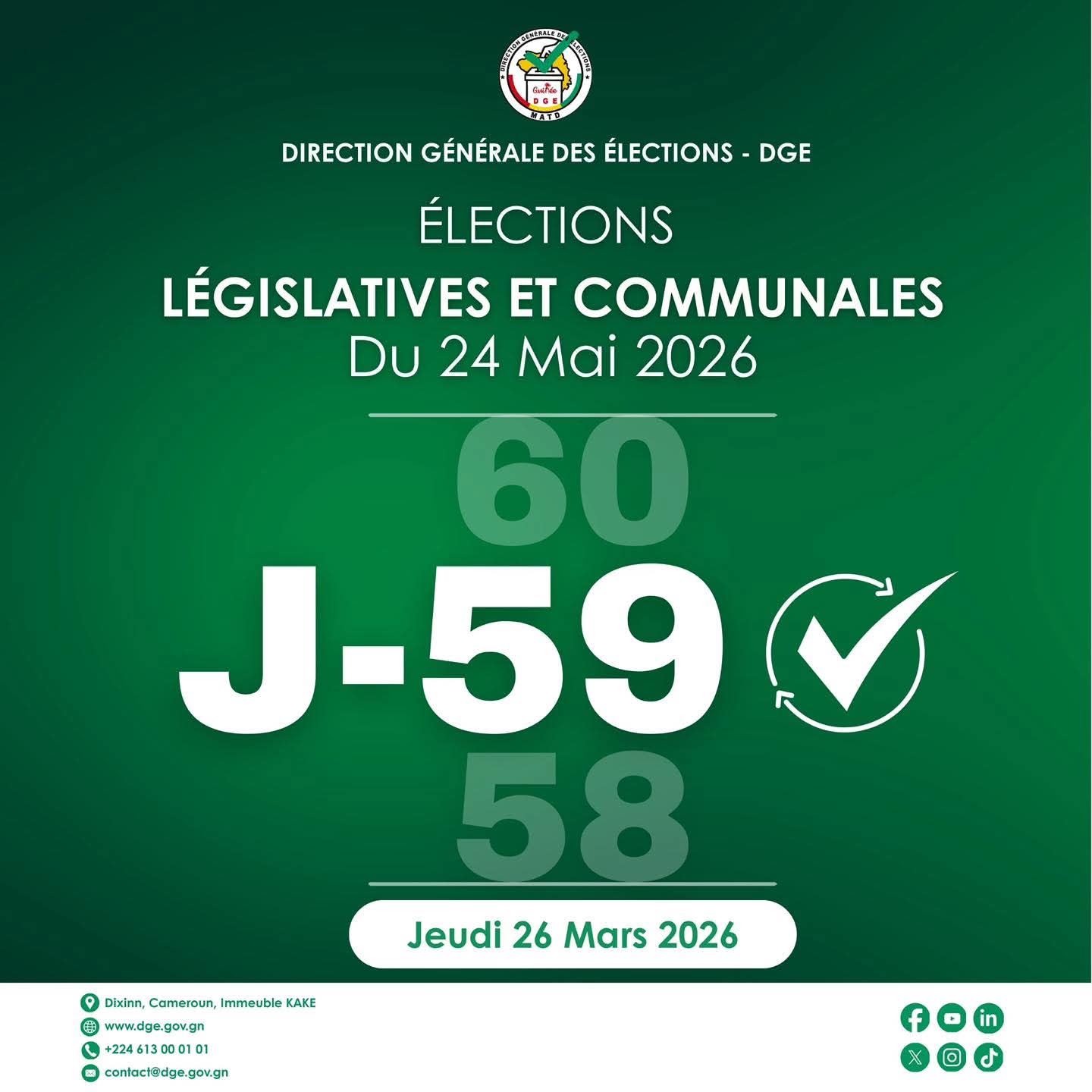 Législatives et Communales du 24 mai 2026 : La date de dépôt de candidatures prolongée 